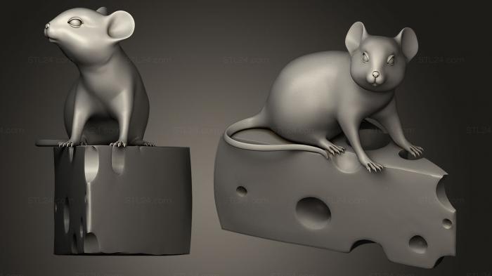 Статуэтки животных (Мышь, STKJ_0086) 3D модель для ЧПУ станка
